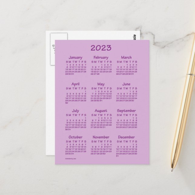 Carte Postale Calendrier Mini Tekton Rose 2023 par Janz (Devant/Arrière en situation)