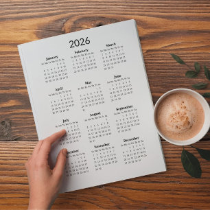Carte Postale Calendrier minimal 2026