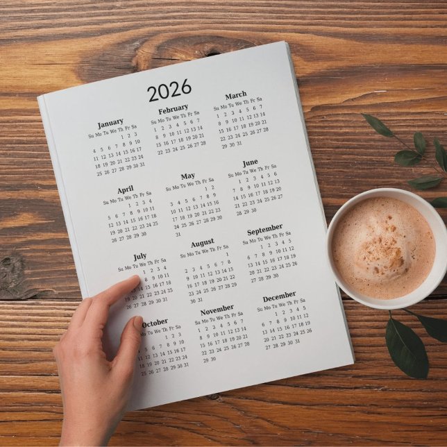 Carte Postale Calendrier minimal 2026 (Créateur téléchargé)