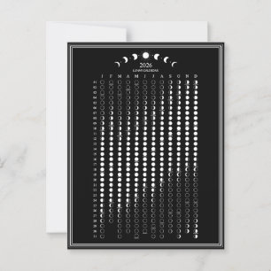 Carte Postale Calendrier minimaliste des cycles lunaires de la p
