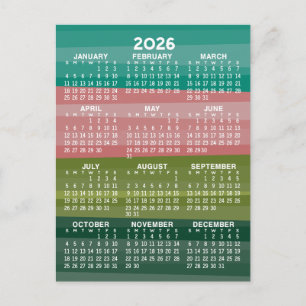 Carte Postale Calendrier - motif rayure abstrait moderne