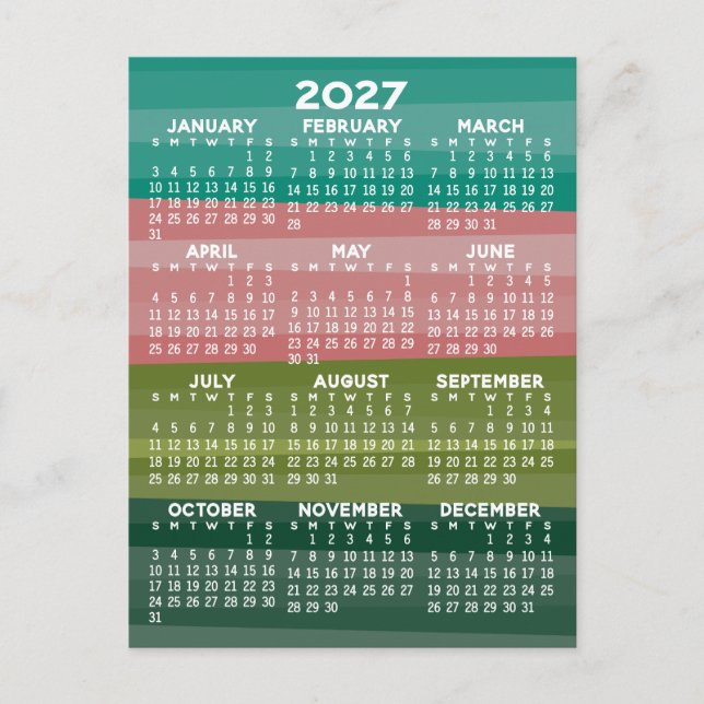 Carte Postale Calendrier - motif rayure abstrait moderne (Devant)