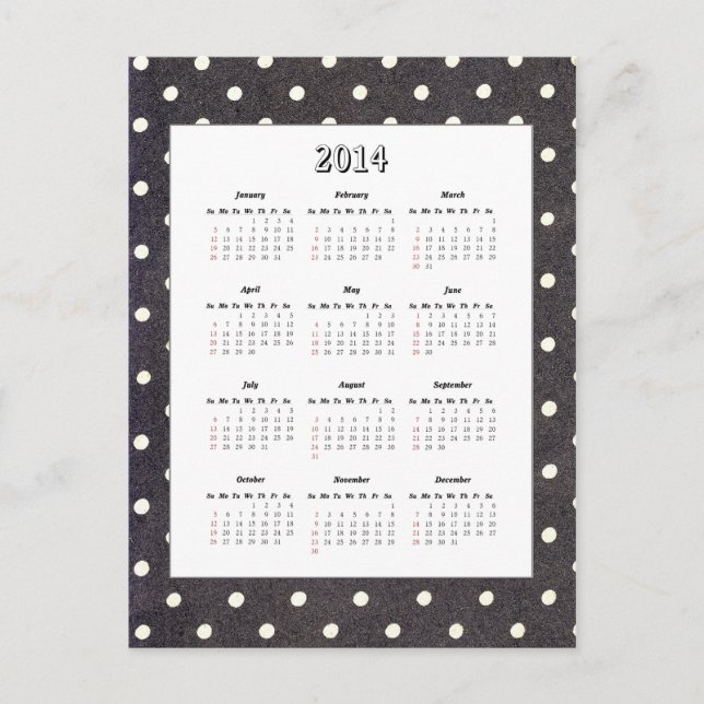 Carte postale Calendrier Polka Dot 2014 (Devant)