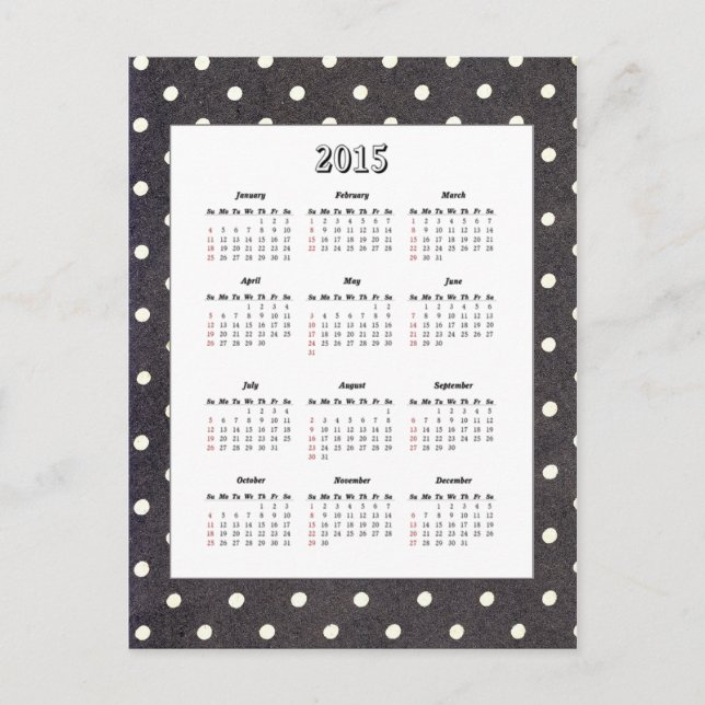 Carte postale Calendrier Polka Dot 2015 (Devant)