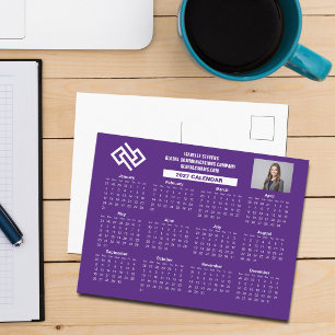 Carte Postale Calendrier Professionnel d'Entreprise Violet Perso