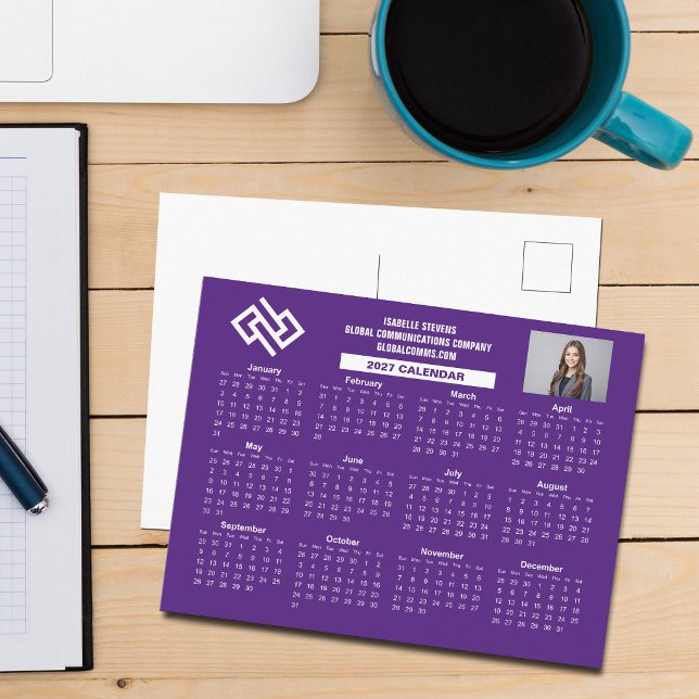 Carte Postale Calendrier Professionnel d'Entreprise Violet Perso (Créateur téléchargé)