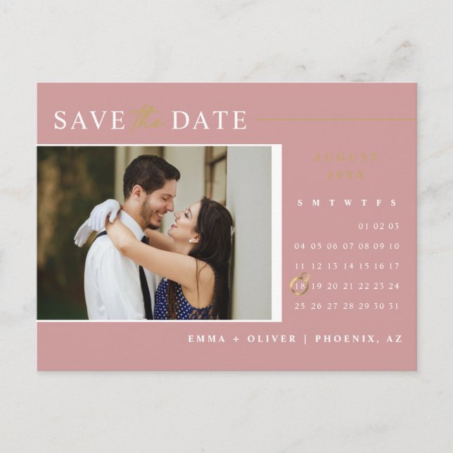 Carte Postale Calendrier QR Code Moderne Rose Poussiéreux pour S (Devant)