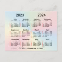 Calendrier Rainbow 52 semaines 2023-2024 par Janz