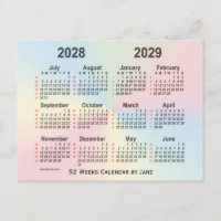 Calendrier Rainbow 52 semaines 2028-2029 par Janz