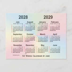 Carte Postale Calendrier Rainbow 52 semaines 2028-2029 par Janz