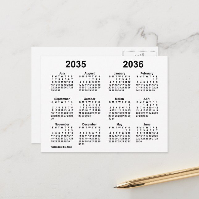 Carte Postale Calendrier scolaire 2035-2036 de l'école blanche p (Devant/Arrière en situation)