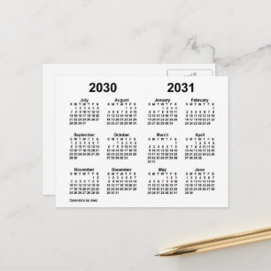 Carte Postale Calendrier Scolaire Année Blanche 2030-2031 par Ja