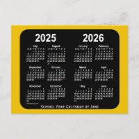 Calendrier scolaire miniature néon or 2025-2026 pa