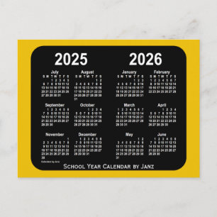 Carte Postale Calendrier scolaire miniature néon or 2025-2026 pa