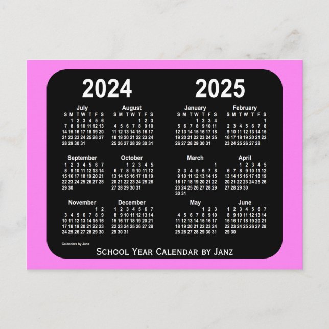 Carte Postale Calendrier scolaire Violet Neon Mini 2024-2025 par (Devant)