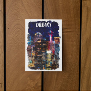 Carte Postale Calgary Alberta Skyline par nuit