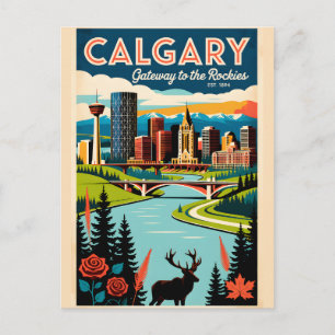 Carte Postale Calgary Canada Affiche d'art de voyage rétro