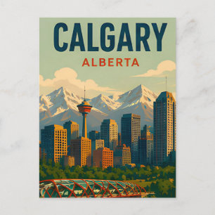 Carte Postale Calgary Canada Paysage Urbain Montagnes Rocheuses
