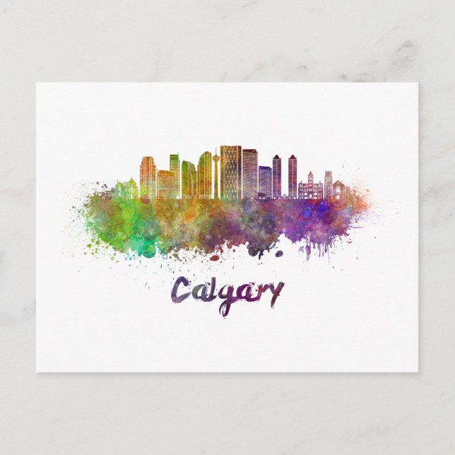 Carte Postale Calgary V2 skyline in watercolor (Devant)