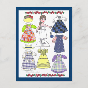 Carte postale Calico Girl Lillie Paper Doll
