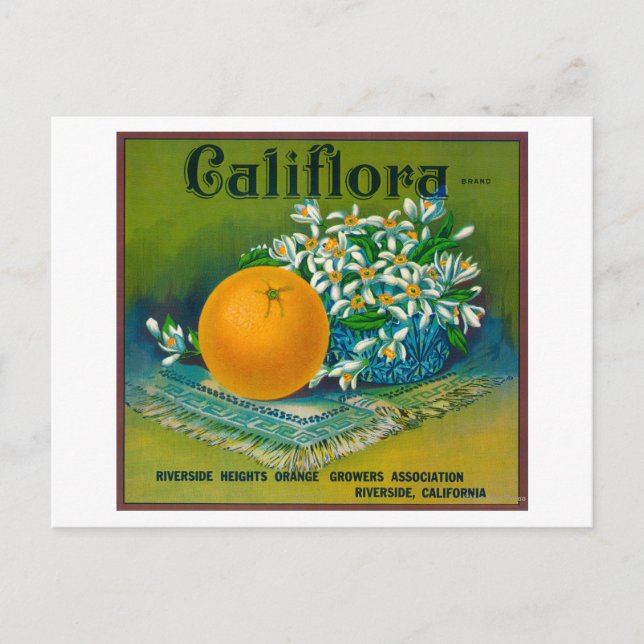 Carte Postale Califlora Orange LabelRiverside, CA (Devant)