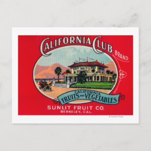 Carte Postale California Club Can LabelBerkley, CA