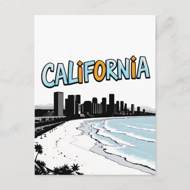 Carte postale California Comic Style (Devant)
