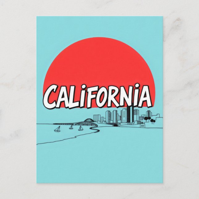 Carte postale California Comic Style (Devant)