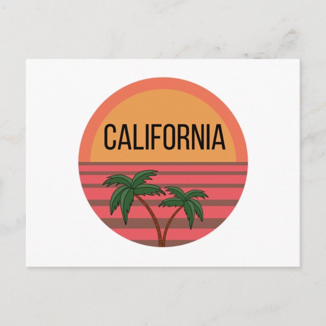 Carte Postale California Cute Design Idées Cadeau Coucher de sol (Devant)