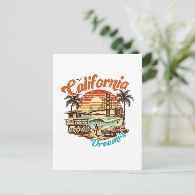 Carte Postale California Dreamin’ - pont côtier, plage (Debout devant)