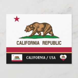 Carte Postale California Flag & California State USA /America