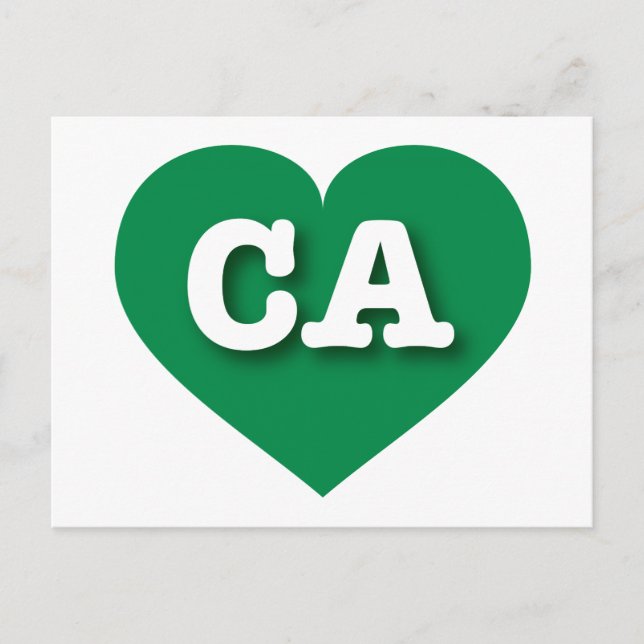 Carte Postale California Green Heart - J'aime CA (Devant)