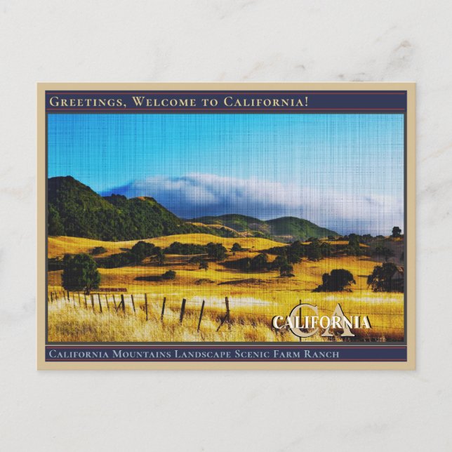 Carte Postale California Mountains Paysage Pittoresque Farm Ranc (Devant)