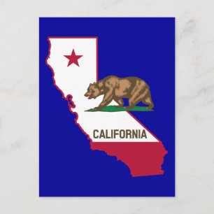 Carte Postale California Outline and Flag