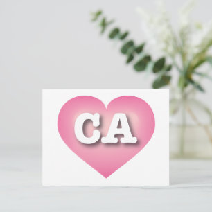 Carte Postale California Pink Fade Heart - J'aime CA