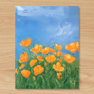 Carte Postale California Poppy Field Sky Impressionniste Peintur