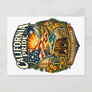 Carte postale California Pride Golden State Foreve