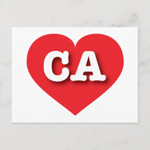 Carte Postale California Red Heart - J'aime CA