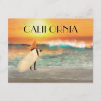 Carte postale California Surfer Girl Beach Sunset