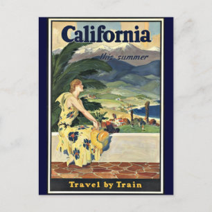 Carte Postale California Travel par poster vintage de train