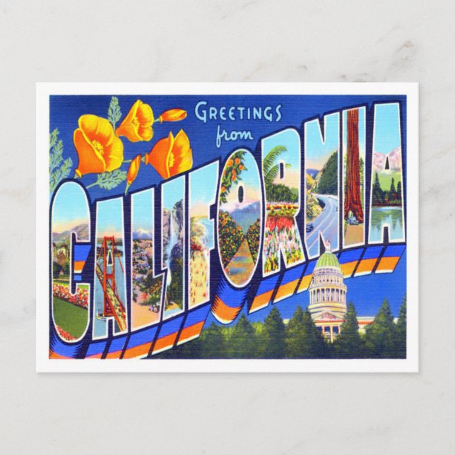 Carte postale California Vintage Big Letters (Devant)