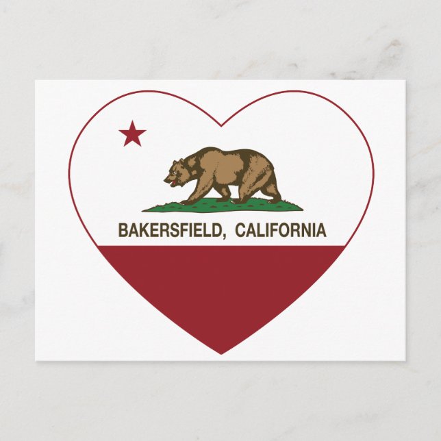 Carte Postale californie drapeau bakersfield coeur (Devant)