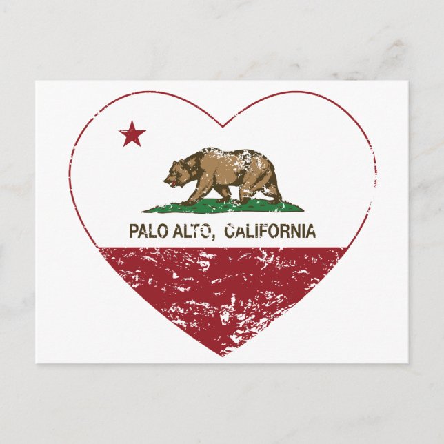 Carte Postale californie drapeau palo alto coeur en détresse (Devant)
