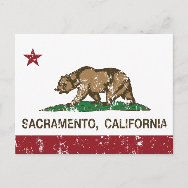 Carte Postale californie drapeau sacramento en détresse (Devant)