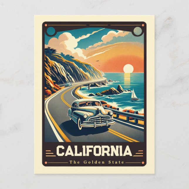 Carte Postale Californie | Esprit patriotique Vintage (Devant)