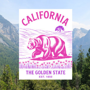 Carte Postale Californie Le Golden State Est. Ours 1850
