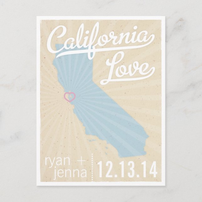 Carte postale Californie Love Save the Date (Devant)