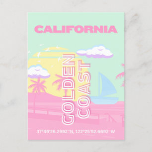 Carte Postale Californie, Plage, Travel Art, Preppy
