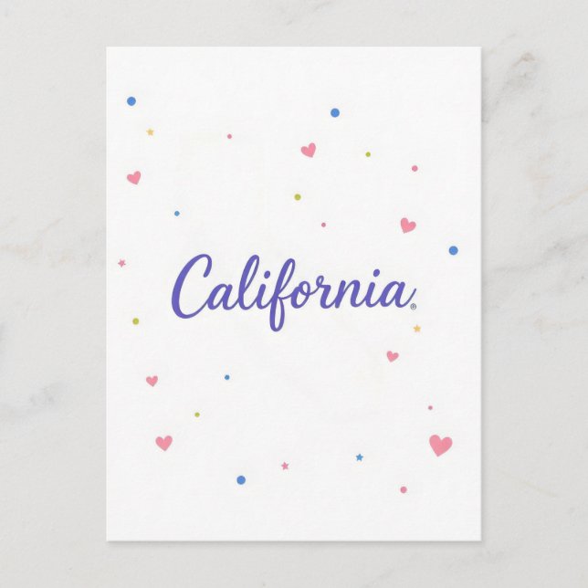 Carte postale Californie - Typographie centrée sur (Devant)