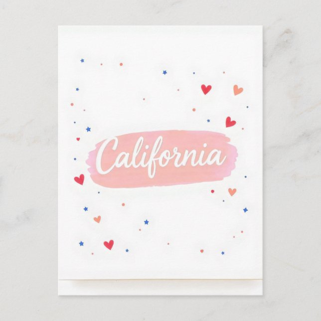 Carte postale Californie - Typographie centrée sur (Devant)
